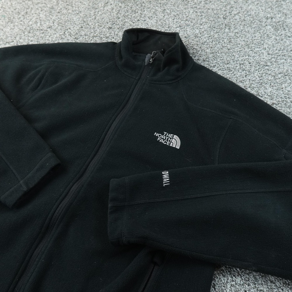 North Face Jacket Mens M Black Windwall Full Zip Waffle Grid Fleece Coat Hiking